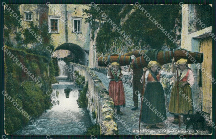 Salerno Amalfi Valle dei Mulini Portatrici di Vino Costumi cartolina MX1294 – fronte