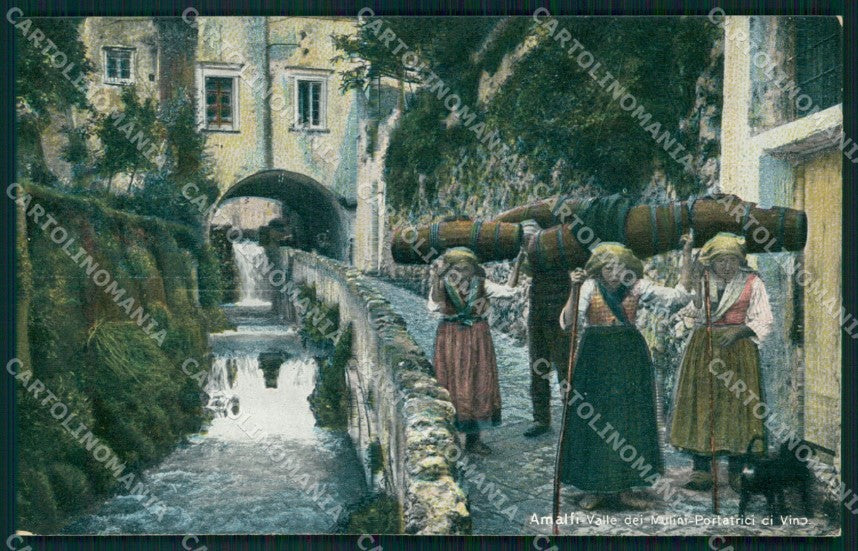 Salerno Amalfi Valle dei Mulini Portatrici di Vino Costumi cartolina MX1295 – fronte