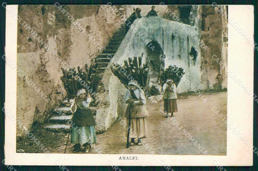 Salerno Amalfi Valle dei Mulini Portatrici Legna Costumi cartolina MX1299 – fronte