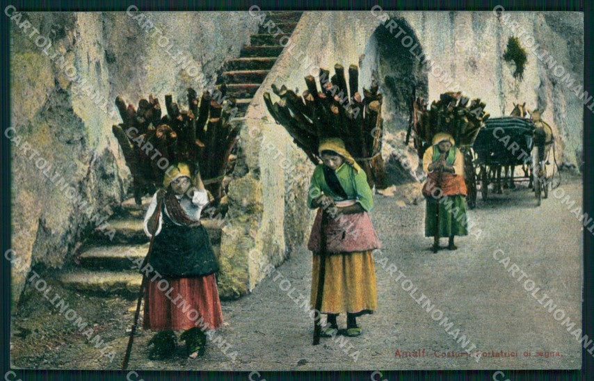 Salerno Amalfi Valle dei Mulini Portatrici Legna Costumi cartolina MX1300 – fronte