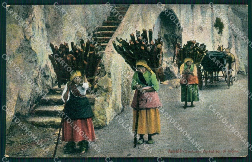 Salerno Amalfi Valle dei Mulini Portatrici Legna Costumi cartolina MX1308 – fronte