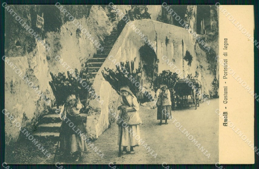 Salerno Amalfi Valle dei Mulini Portatrici Legna Costumi cartolina MX1309 – fronte