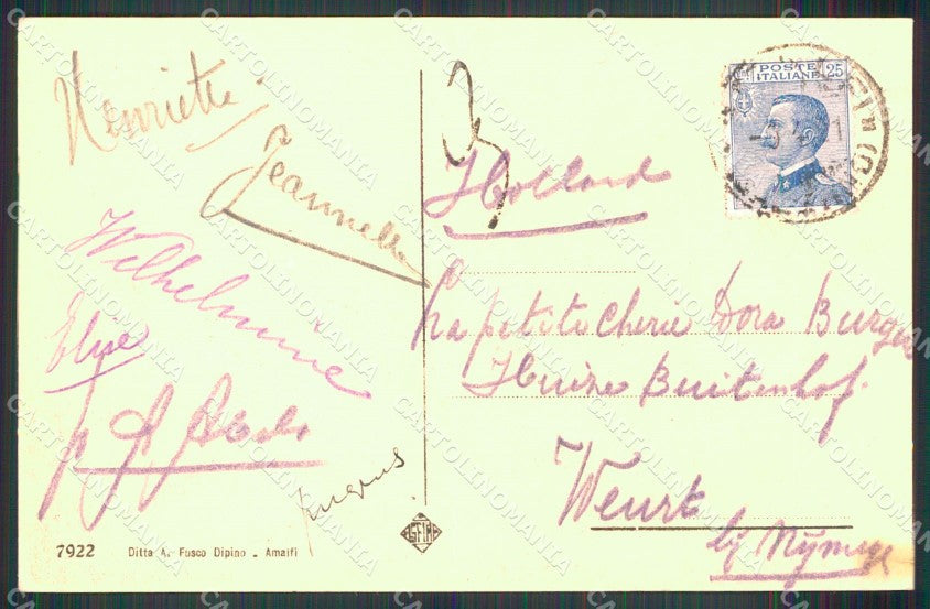 Salerno Amalfi Valle dei Mulini Portatrici Legna Costumi cartolina MX1310 – retro