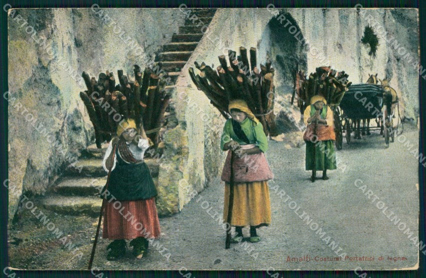 Salerno Amalfi Valle dei Mulini Portatrici Legna Costumi cartolina MX1312 – fronte