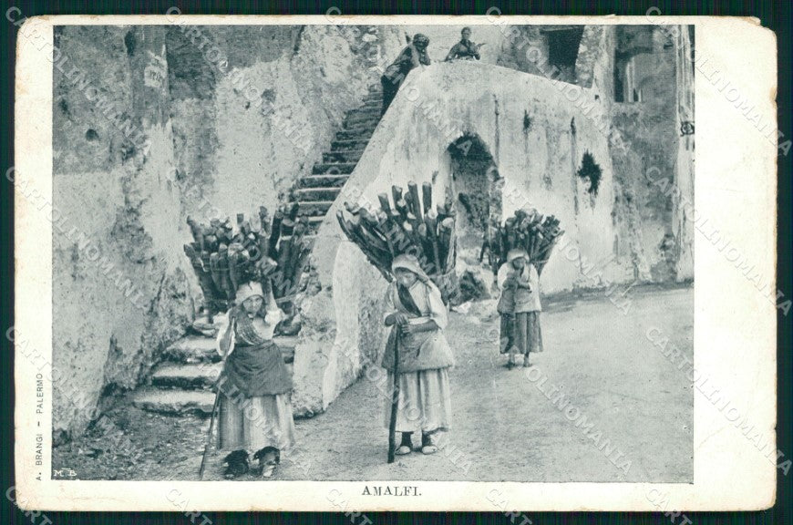 Salerno Amalfi Valle Mulini Portatrici Legna Costumi ABRASA cartolina MX1313 – fronte