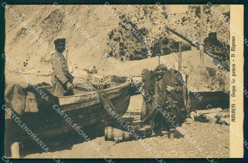 Salerno Amalfi Dopo Pesca Riposo Barche Pescatori cartolina MX1325 – fronte