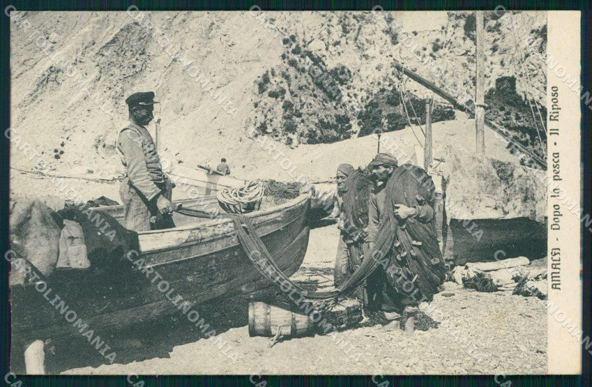 Salerno Amalfi Dopo Pesca Riposo Barche Pescatori cartolina MX1326 – fronte