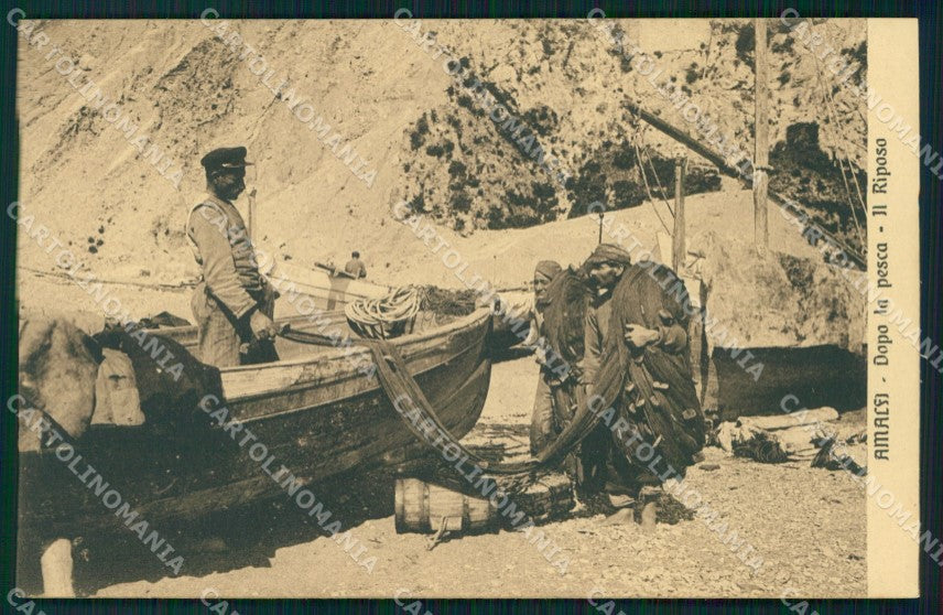 Salerno Amalfi Dopo Pesca Riposo Barche Pescatori cartolina MX1327 – fronte