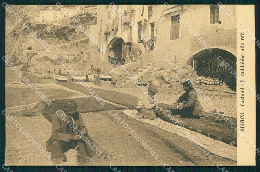 Salerno Amalfi Costumi Raddobbo Reti Pescatori cartolina MX1350 – fronte