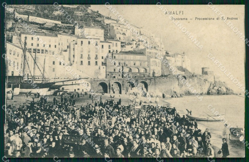Salerno Amalfi Processione Sant'Andrea Spiaggia Barche cartolina MX1370 – fronte