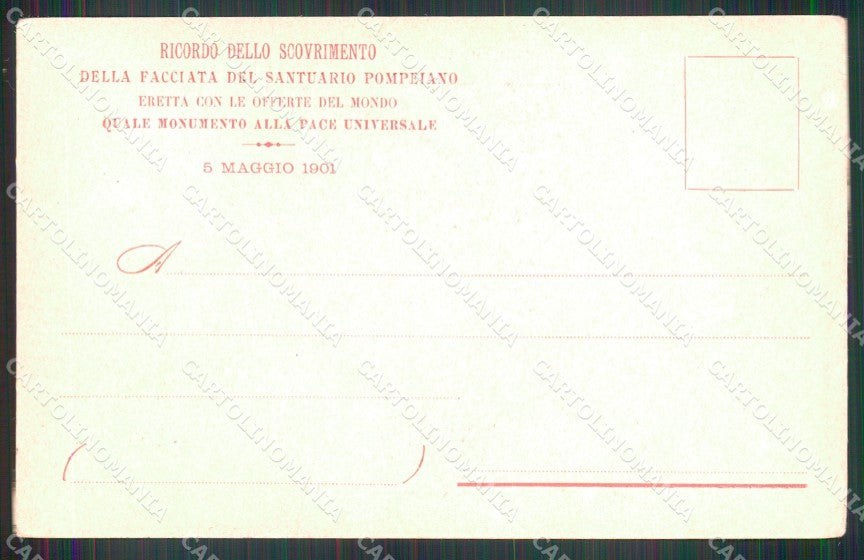Napoli Pompei Inaugurazione Facciata Santuario cartolina MX1395 – retro