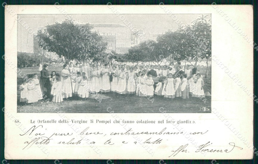 Napoli Pompei Valle di Orfanelle Vergine Colazione in Giardino cartolina MX1427 – fronte