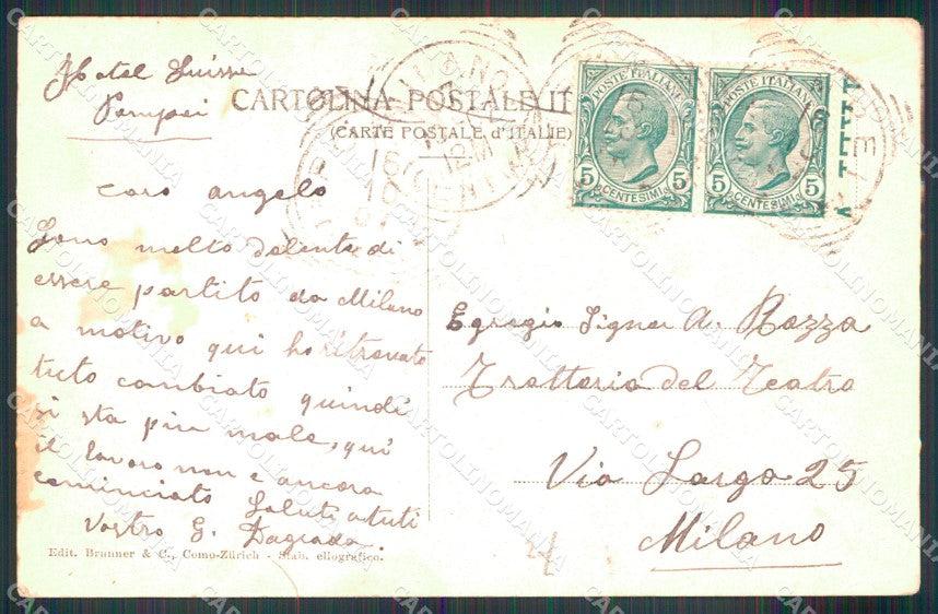 Napoli Pompei Valle di Santuario Brunner 8350 cartolina MX1430 – retro