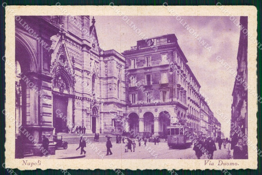 Napoli Città Via Duomo Tram cartolina MX1486 – fronte