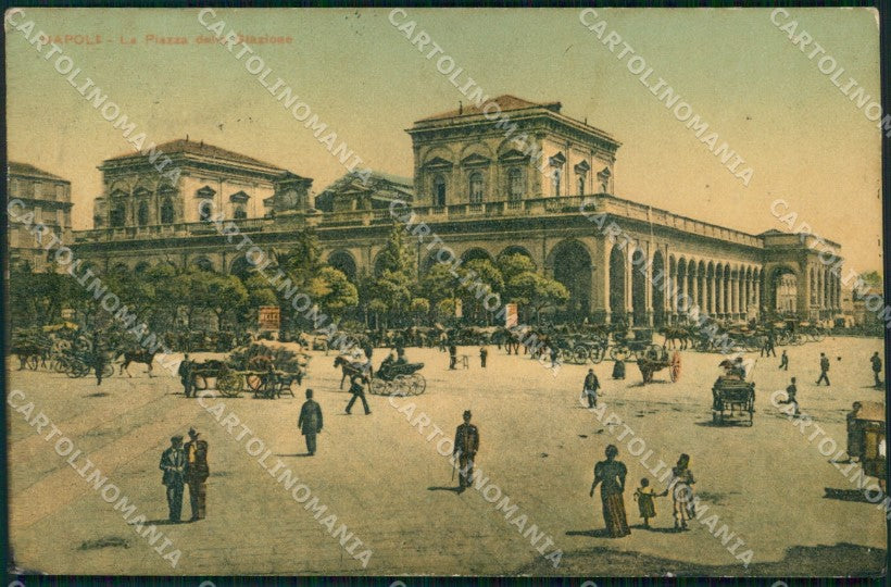 Napoli Città Piazza della Stazione Alinari cartolina MX1489 – fronte