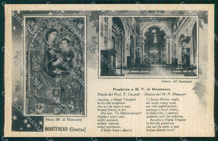 Livorno Città Montenero Santuario Preghiera Maria Vergine cartolina MX1501 – fronte