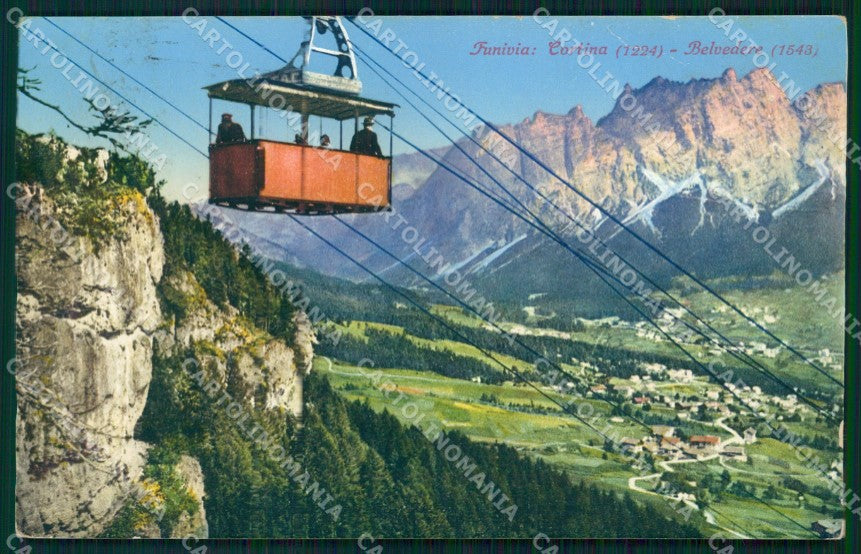 Belluno Cortina d'Ampezzo Funivia Brunner 46 cartolina MX1504 – fronte