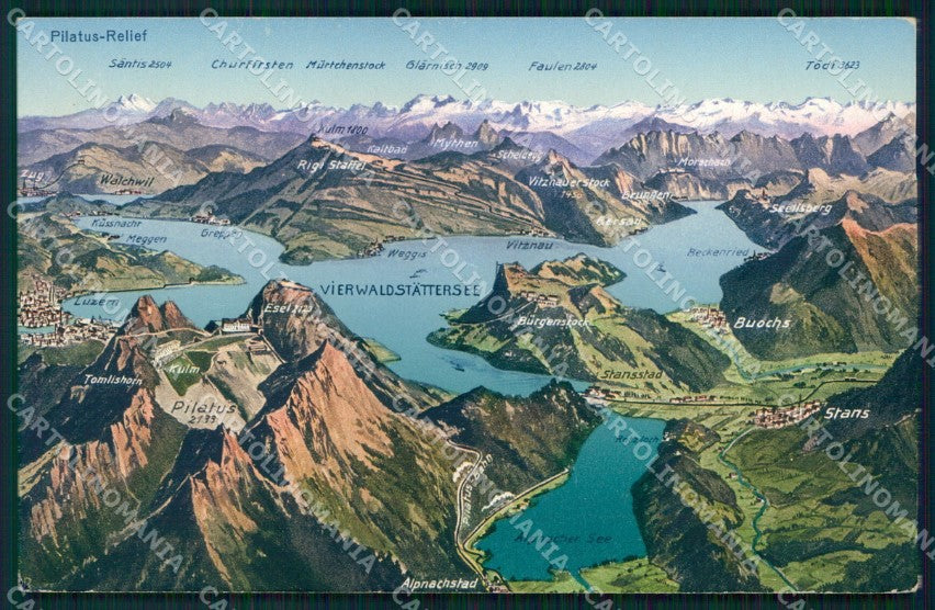 Svizzera Lucerna Pilatus Massiccio Montagnoso Mappe cartolina MX1514 – fronte