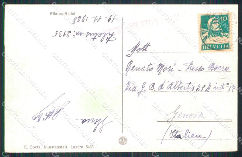 Svizzera Lucerna Pilatus Massiccio Montagnoso Mappe cartolina MX1514 – retro