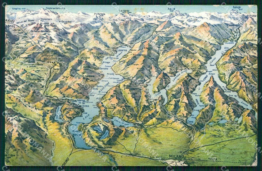 Milano Città Pianura Alpi Laghi Brunner 3271 Mappe cartolina MX1518 – fronte