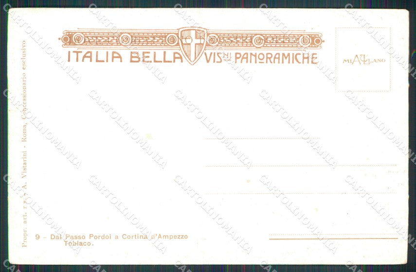 Belluno Cortina d'Ampezzo Cartina Geografica Passo Pordoi Mappe cartolina MX1522 – retro