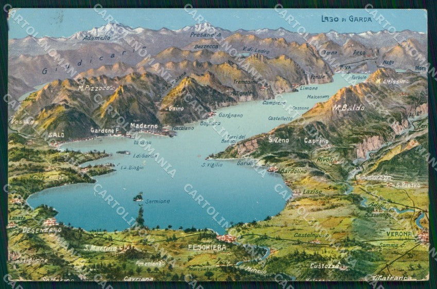 Verona Città Lago di Garda Cartina Geografica Mappe cartolina MX1524 – fronte