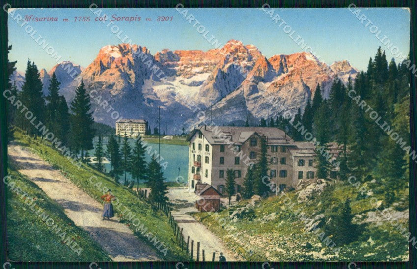 Belluno Cortina d'Ampezzo Lago Misurina Sorapis Brunner 60 cartolina MX1577 – fronte