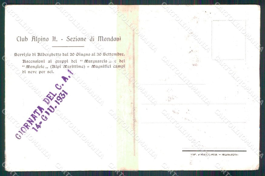 Cuneo Mondovì Alpi Marittime Rifugio RIPARATA cartolina MX1585 – retro
