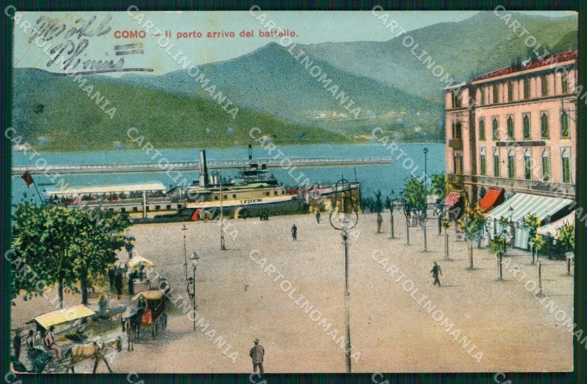 Como Città Porto Arrivo del Battello cartolina MX1594 – fronte
