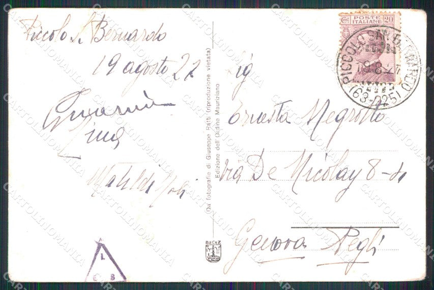 Torino Città Piccolo San Bernardo Ospizio Ordine Mauriziano cartolina MX1602 – retro