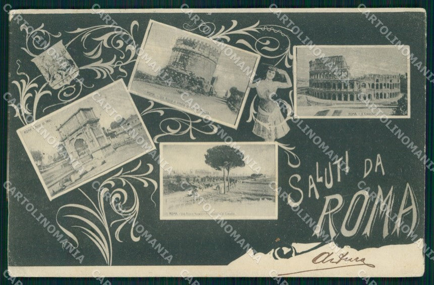 Roma Città Saluti da Monumenti cartolina MX1632 – fronte