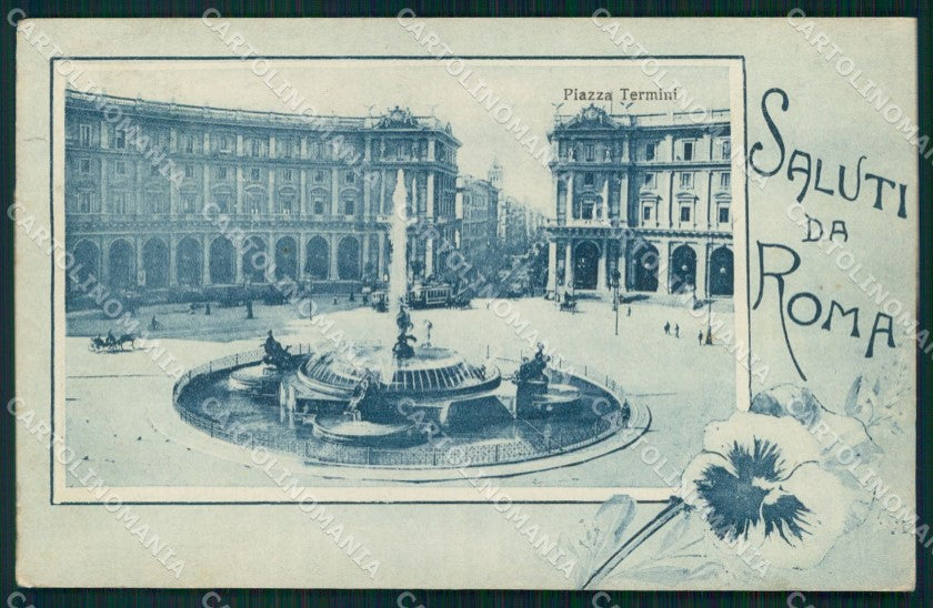 Roma Città Saluti da Piazza Termini Tram Alterocca 44044 cartolina MX1636 – fronte
