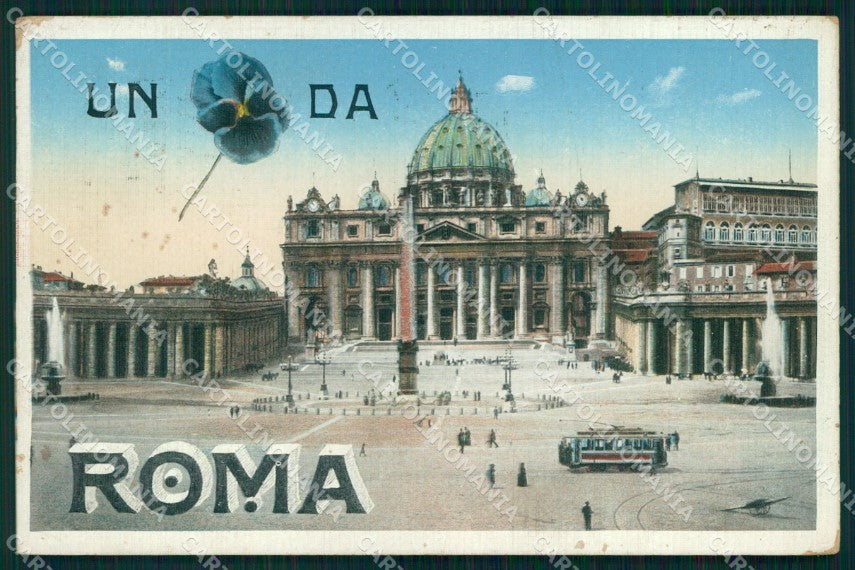 Roma Città Pensiero da Basilica San Pietro Tram cartolina MX1638 – fronte