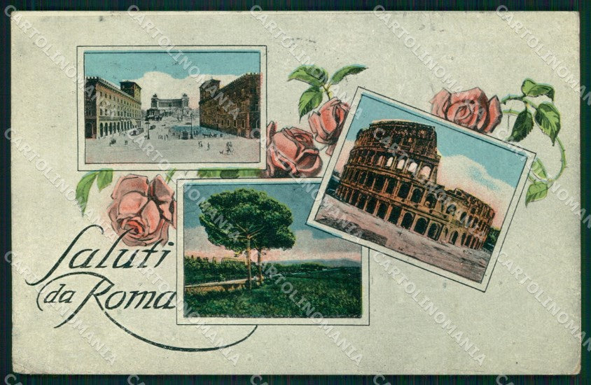 Roma Città Saluti da Monumenti cartolina MX1643 – fronte