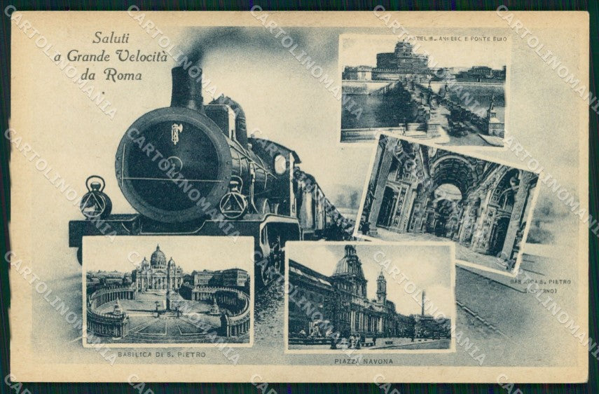 Roma Città Saluti a Grande Velocità Treno Monumenti Fascismo cartolina MX1651 – fronte
