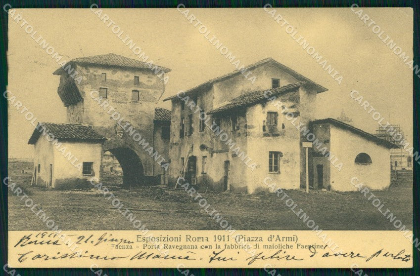 Roma Città Esposizioni Faenza Fabbrica Maiolica Porta Ravegnana cartolina MX1707 – fronte