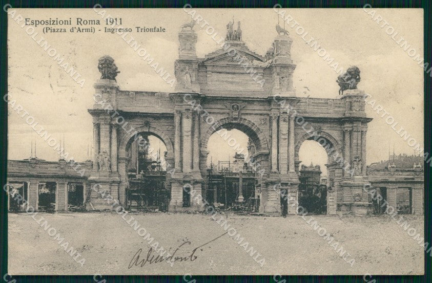 Roma Città Esposizioni Piazza d'Armi Ingresso Trionfale cartolina MX1718 – fronte