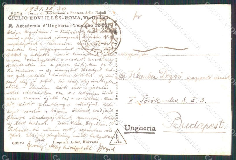 Roma Città Terme Diocleziano Fontana Najadi Foto cartolina MX1773 – retro