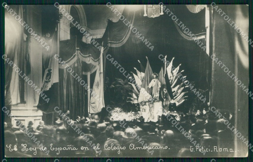 Roma Città Re di Spagna nel Collegio Americano PIEGATA Foto cartolina MX1835 – fronte