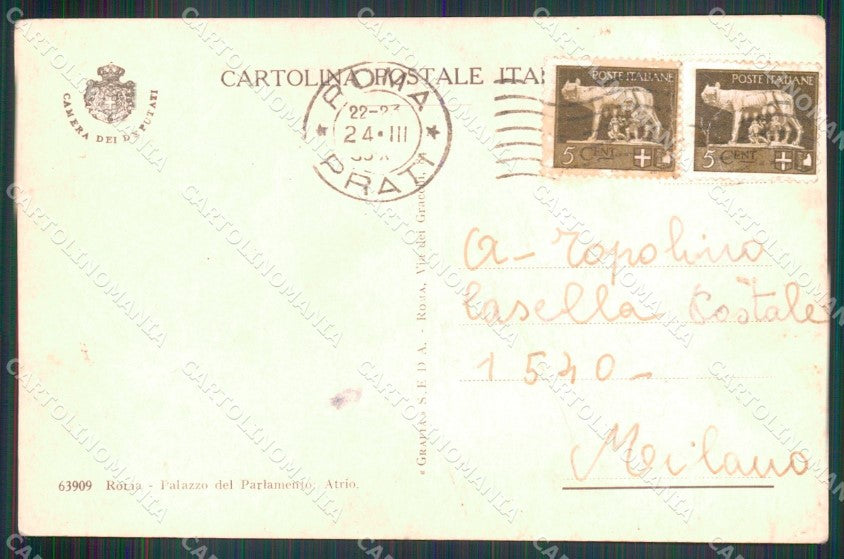 Roma Città Palazzo del Parlamento Atrio Foto cartolina MX1846 – retro