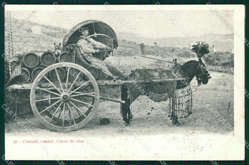 Roma Città Costumi Carro da Vino cartolina MX1848 – fronte