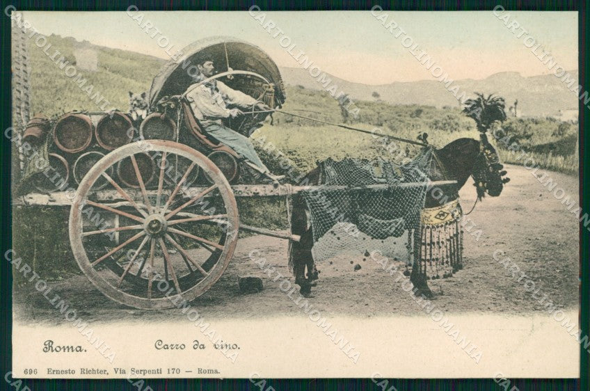 Roma Città Costumi Carro da Vino cartolina MX1852 – fronte