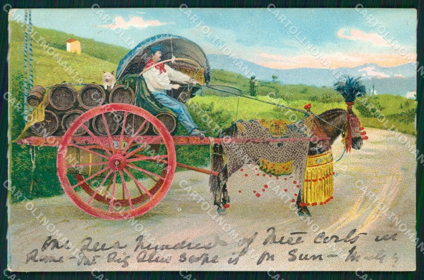 Roma Città Costumi Carrettiere a Vino cartolina MX1855 – fronte