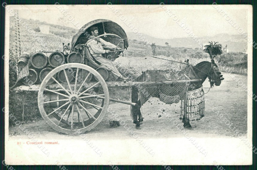 Roma Città Costumi Carrettiere a Vino cartolina MX1861 – fronte