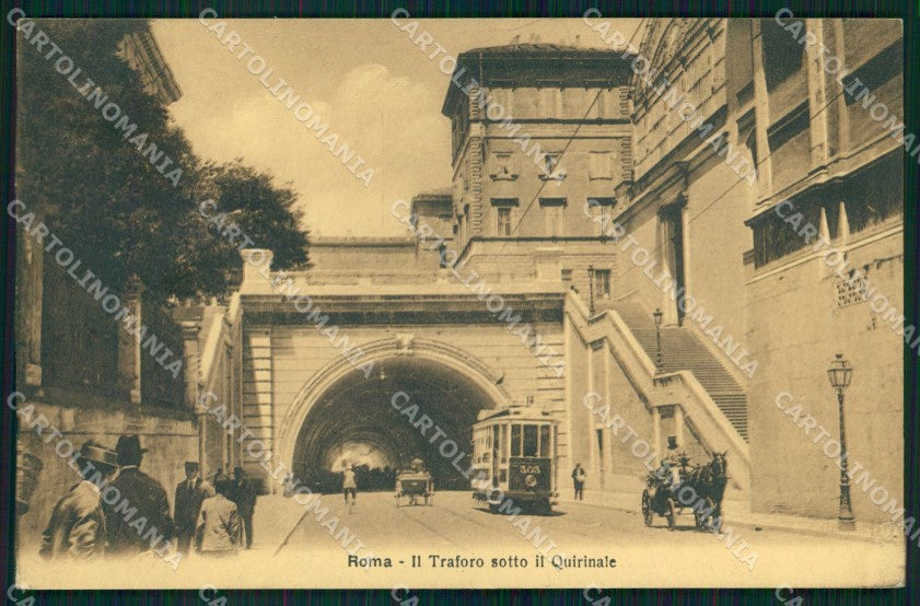 Roma Città Traforo sotto Quirinale Tram Alterocca 45 cartolina MX1938 – fronte