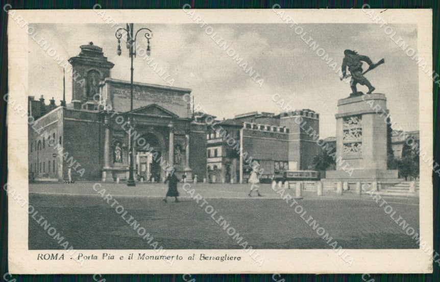 Roma Città Porta Pia Monumento al Bersagliere Corriera cartolina MX1942 – fronte