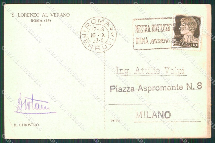 Roma Città San Lorenzo al Verano Chiostro Frati cartolina MX1948 – retro