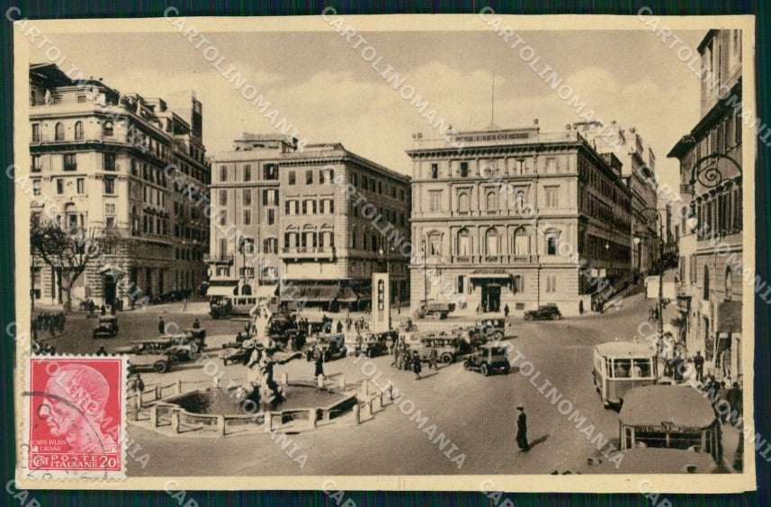 Roma Città Piazza Barberini Corriera cartolina MX1954 – fronte