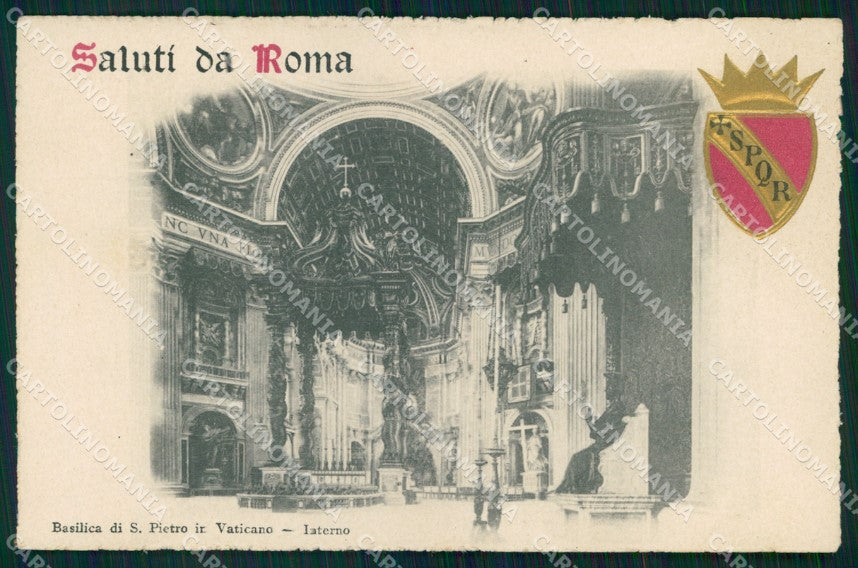 Roma Città Saluti da Basilica San Pietro Vaticano SPQR Rilievo cartolina MX1982 – fronte
