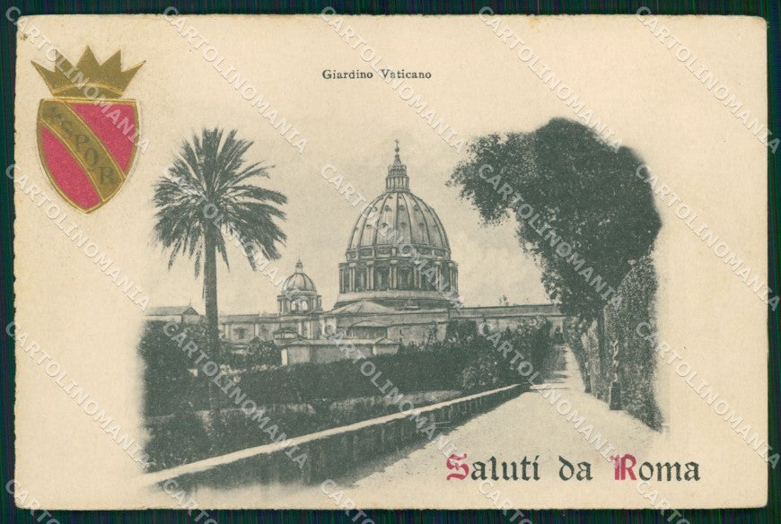 Roma Città Saluti da Giardino Vaticano SPQR Rilievo cartolina MX1984 – fronte